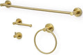 Brushed Gold Bathroom Hardware Set 4 Piece Towel bar Set,Towel Rack for Bathroom Wall Mounted Adjustable Expandable 24 inch Towel Holder Robe Hook Towel Ring Toilet Paper Holder