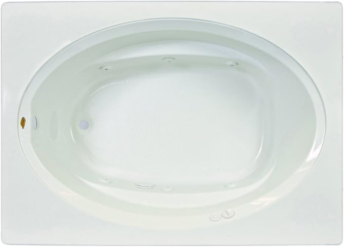 Jacuzzi SIGNATURE Acrylic Drop-In Bathtub, Heated Jet Massage Tub, Slip Resistant, Left Drain Placement, 60" (L) x 42" (W), Oval In Rectangle, Oyster