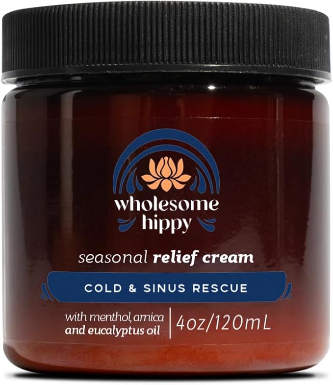 Wholesome Hippy Menthol & Eucalyptus Comfort Balm – Natural Aromatherapy Chest & Body Rub with Shea, Cocoa & Mango Butters, Peppermint & Spearmint Oils – 4oz