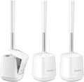 SetSail Toilet Brush and holder 3 Pack Toilet Bowl Brush and Holder Toilet Cleaner Brush with Nylon Bristles Ventilated Toilet Brushes for Bathroom with Holder for Toilet Scrubber Cleaning, Pure White
