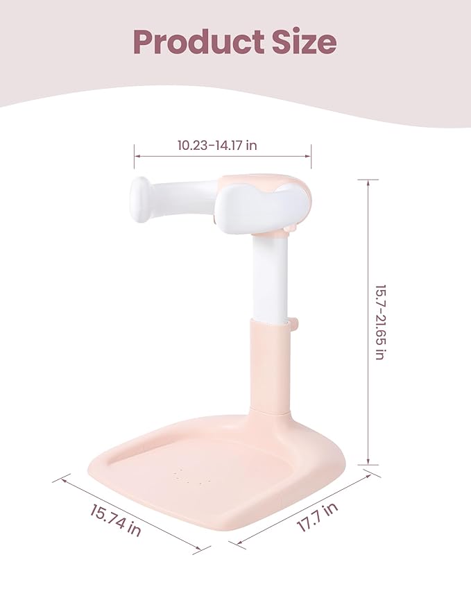 Baby Shower Stand for Infant to Toddler 6–36 Months, Baby Bath Stand Support with Adjustable Height, Anti-Slip Stable Design, Multi-Purpose Toddler Bath Helper, Infant Shower Gifts,Pink