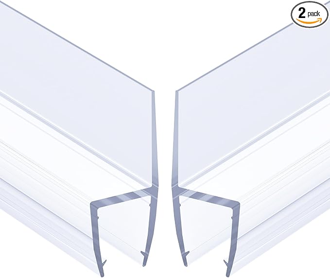 AmazerBath Shower Door Side Seal Strip (Set of 2), Frameless Glass Shower Door Seal Strip - Suitable for 3/8 Inch Glass, 78 inch