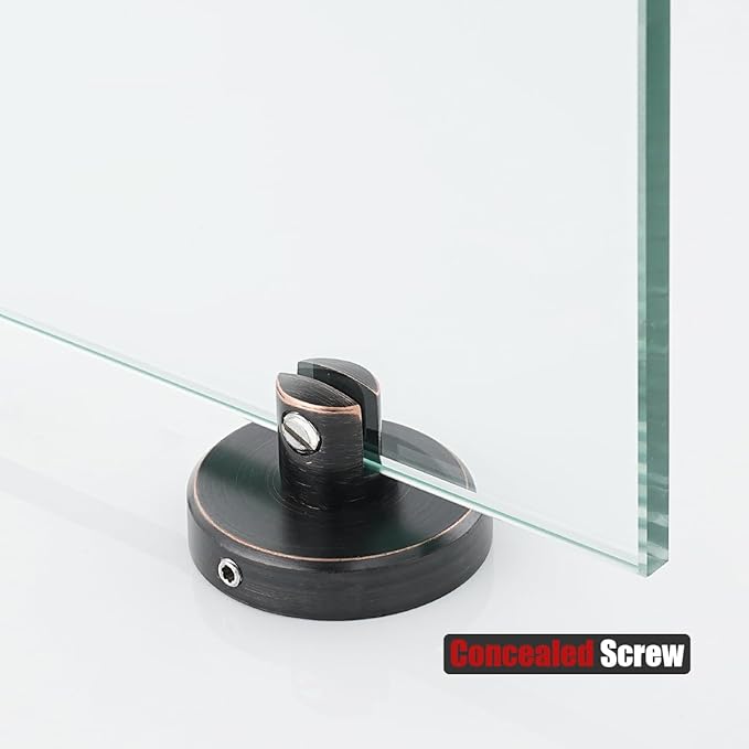 JQK Bathroom Glass Shelf Oil Rubbed Bronze, Tempered Glass Shower Storage 8 by 5 inches, 304 Stainless Steel ORB Wall Mount, TGS101L8-ORB