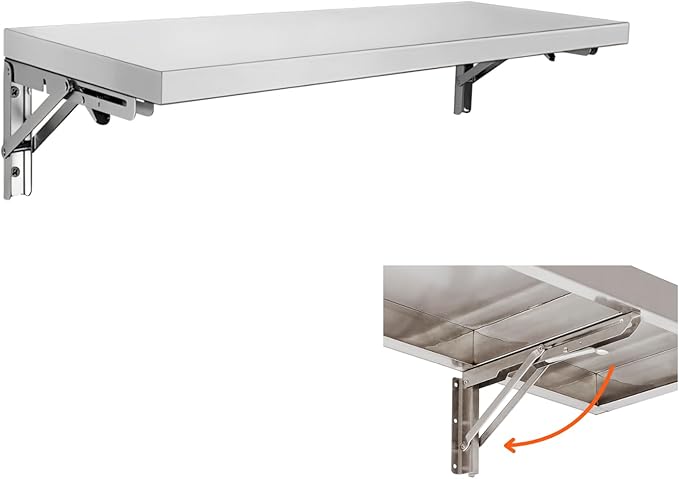Folding Concession Shelf 36" x 12", Stainless Steel Drop Down Folding Serving Food Shelves, Heavy Duty Foldable Wall Mount Shelving Rack for Concession Windows, Kitchen, Garage, Restaurant