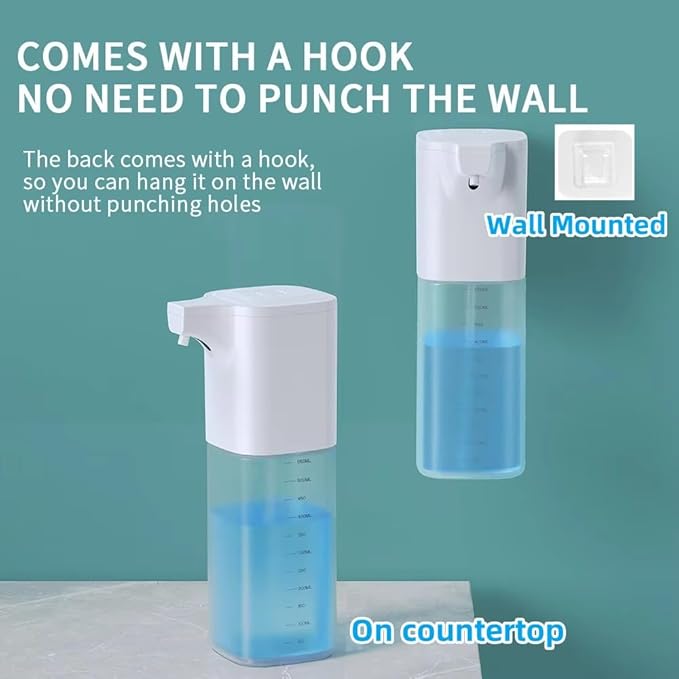 Automatic Foaming Soap Dispenser,Touchless Foam Soap Dispenser 4-Level Adjustable Electric,Auto Bathroom Kitchen Hand Soap Dispenser,18.6oz/550ml,Wall Mounted,Rechargeable