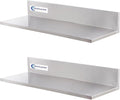 Stainless Steel Wall Shelf 8.6"x24" 60LB, 2 Packs L-Shaped Commercial Wall Mount Floating Shelving for Kitchen, Restaurant, Home