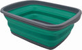 SAMMART 10L (2.6 Gallons) Collapsible Tub - Foldable Dish Tub - Portable Washing Basin - Space Saving Plastic Washtub (Dark Grey/Bluish-Green, 1)