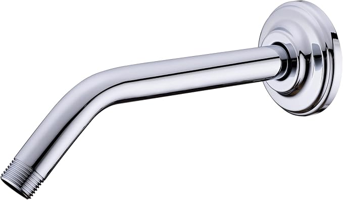 9 Inch Angled Shower Arm with Flange,Wall-Mounted Heavy Duty Stainless Steel, Shower Head Extension Extender Pipe Arm, For Fixed Bathroom Shower Head,Chrome