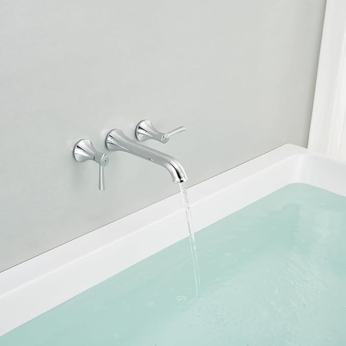 Wall Mount Tub Filler Brass Tub Faucet Chrome Bathroom Bathtub Faucets with 2 Handles