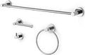 Polished Chrome Bathroom Hardware Set 4 Piece Towel bar Set,Towel Rack for Bathroom Wall Mounted Adjustable Expandable 24 inch Towel Holder Robe Hook Towel Ring Toilet Paper Holder
