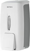 Commercial Soap Dispenser Wall Mount Manual Pump Hand Soap Dispenser 800ml Gel Liquid Hand Sanitizer Dispenser Self Adhesive for Home Bathroom (White)