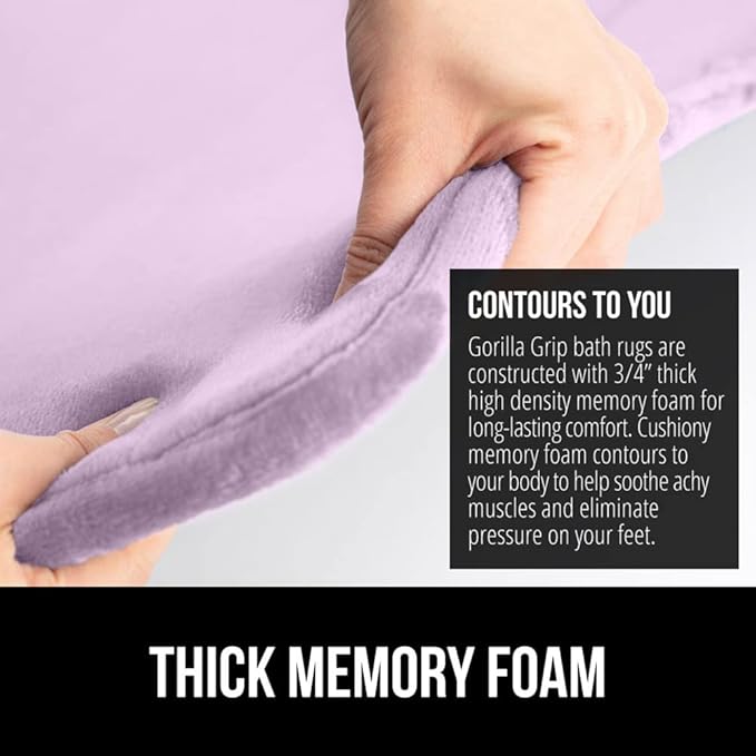 GORILLA GRIP Memory Foam Bath Mat, Soft Absorbent Velvet Bathroom Mats, Durable Dots on Underside, Machine Washable Bathmat, Carpet Rug Room Decor for Shower Tub Floor RV, 30x20 Rugs, Purple