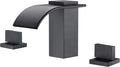 sumerain Black Waterfall Tub Faucet Deck Mount 3 Hole Widespread Bathtub Faucet with Valve