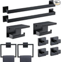 10 Pack Matte Black Bathroom Hardware Set - SUS304 Stainless Steel Wall-Mounted Towel Bar, Holder & Racks, 23.6 Inch