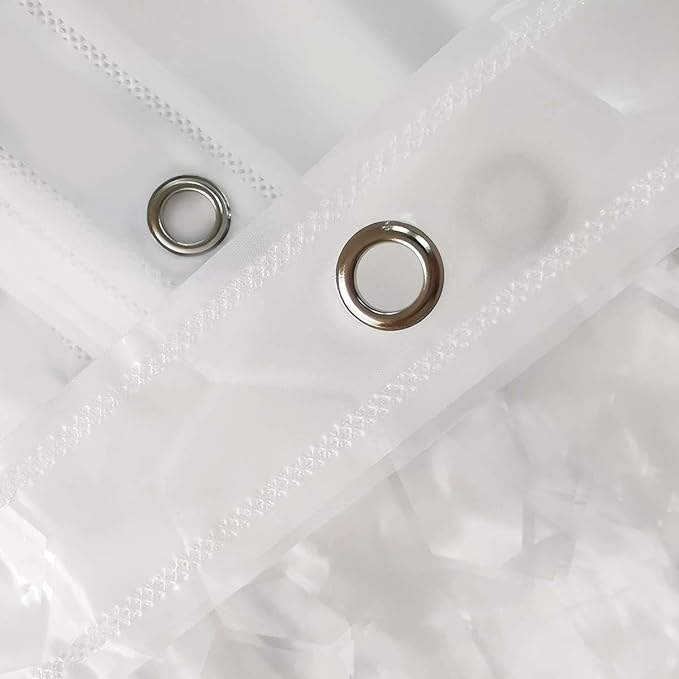 Clawfoot Tub Clear Shower Curtain Liner Extra Wide Warp Around, Plastic EVA Water Repellent, 36 Metal Hooks Waterproof Water Cube, 180 in x 70 inches