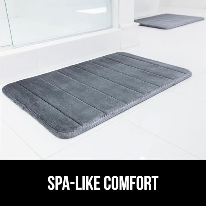 GORILLA GRIP Memory Foam Bath Mat, Soft Absorbent US Designed Bathroom Rug, Gripping Dots Machine Washable Bathmat, Cushioned Floor Mats, Shower Sink Rugs Room Décor Accessories, 42x24 Graphite Gray