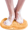 Silicone Shower Foot Scrubber Mat, 2025 Upgraded Exfoliating Bath Pad with Non-Slip Suction Cups Wall Mounted Foot Cleaning Mat (Orange)