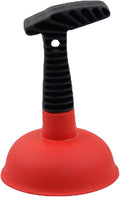 Sink Plunger, Easy to use Mini Plunger with Short Handle, Powerful Plunger Unclogging Tool for Kitchen Sink, Shower, Bathroom Drains, Bath, Red