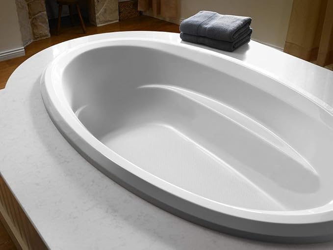 Jacuzzi SIGNATURE Acrylic Drop-In Bathtub, Soaking Sanctuary, Slip Resistant, Universal Drain Placement, 72" (L) x 42" (W), Oval, Oyster