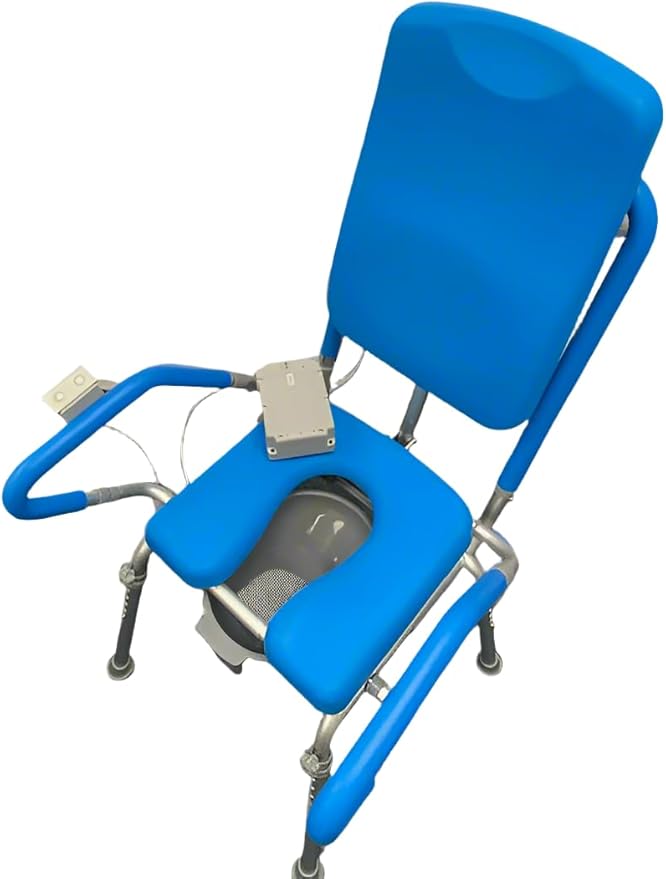 Platinum Health GentleBoost Uplift Raised Toilet Seat with Handles, Padded Bedside Commode Chair for Toilet (Blue) (330lb. Capacity)