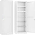Metal Locker Tall Narrow Storage Cabinet, 67" H Locking Tool File Cabinets Snack Locker Organizer for School Classroom,Bedroom,Gym Home Office,Entryway and Hallway (20" W 1Door White)