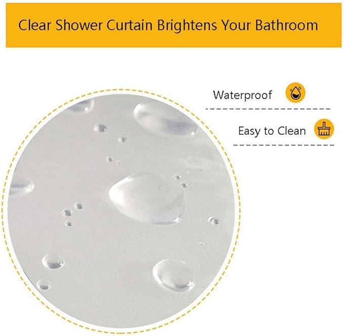 AooHome Extra Long Clear Shower Curtain Liner, 8 Gauge Eva Heavy Duty Classic Shower Liner with Hooks, Bottom Magnets, Water Repellent, Rust Proof Grommets, 72x86 Inches