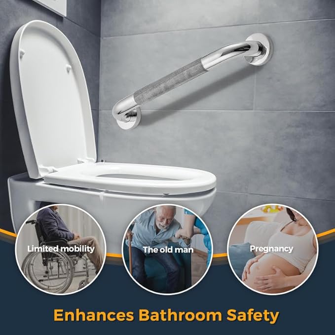 Grab Bars for Shower, 1 Pack 32-Inch Anti Slip Shower Handles for Elderly, Safety Shower Grab Bar, Stainless Steel Handicap Grab Bars for Bathroom (Polished Nickel 1" Diameter)