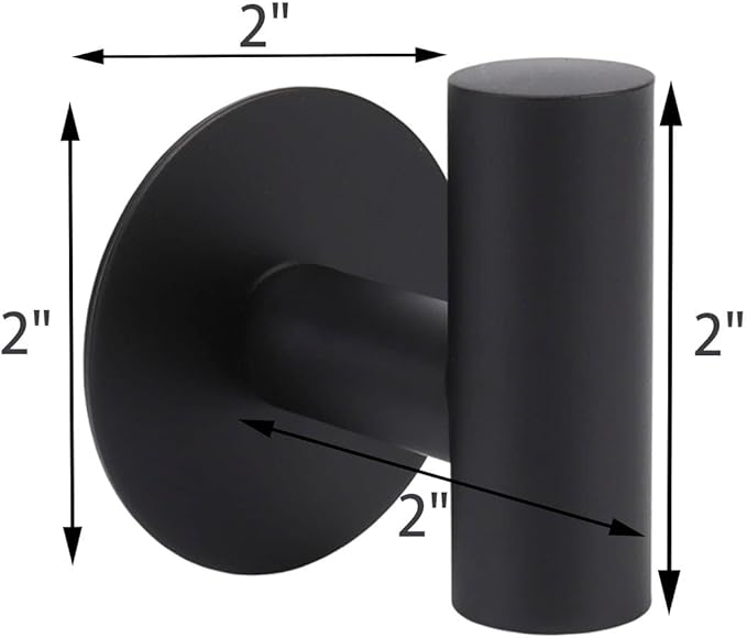 TocTen Bath Towel Hook, Strong Self Adhesive Robe Hook, SUS 304 Stainless Steel Stick on Wall Coat/Clothes Hook No Drilling, Shower Wall Hook for Bathroom Kitchen Office Closet(Matte Black, 3 Pack)