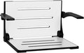 Seachrome Silhouette Comfort Folding Wall Mount Shower Bench Seat with Arms, White Seat with Matte Black Frame