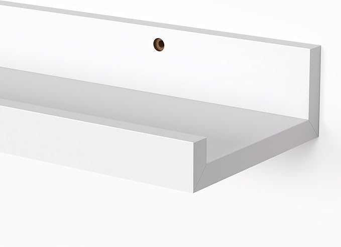 Heimlove Picture Ledge Shelf, Floating Shelves Set of 2, 16 Inch - White