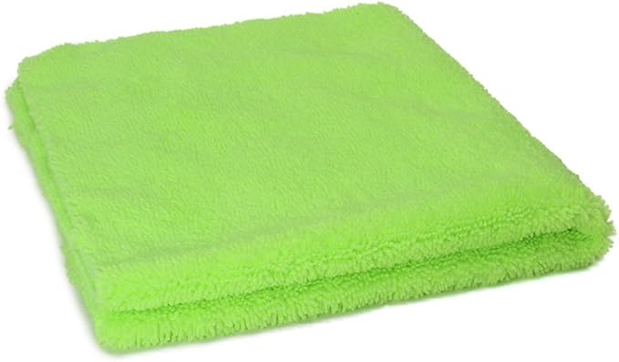 Autofiber [Elite] Edgeless Two-Pile Microfiber Detailing Towel (16"x16") Green - 10 Pack | All-Purpose Detail Rag | High-Pile, Low-Pile | Interior Towel