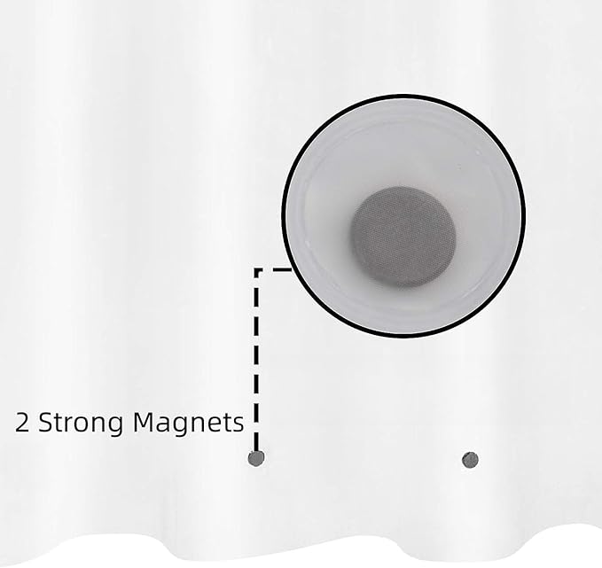 White Stall Shower Curtain Liner 36 x 72 inch Plastic Shower Liner Washable Inside Shower Curtain Liner PEVA Shower Curtains for Bathroom with Magnets and Rustproof Metal Grommet Holes