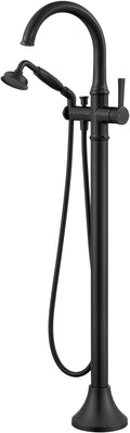 Freestanding Bathtub Faucet Black Free Standing Tub Filler Brass Bathtub Faucets Floor Mounted Bathroom Tub Faucet with Hand Shower