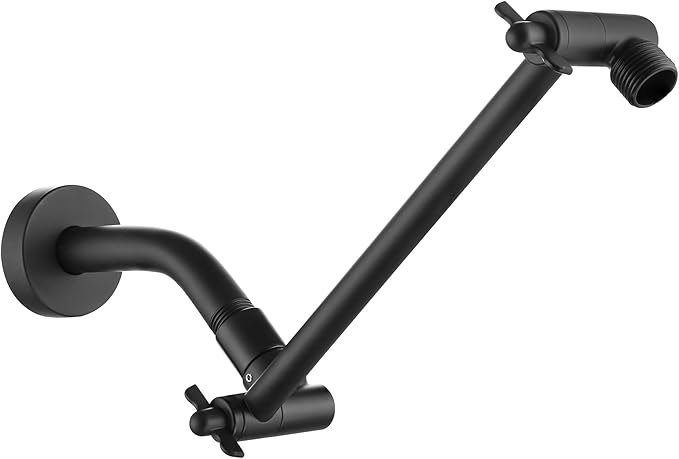 Shower Extension Arm for Rain Showerheads, Angle & Height Adjustable, Universal Connector, Easy to Install - Matte Black, 10 Inch