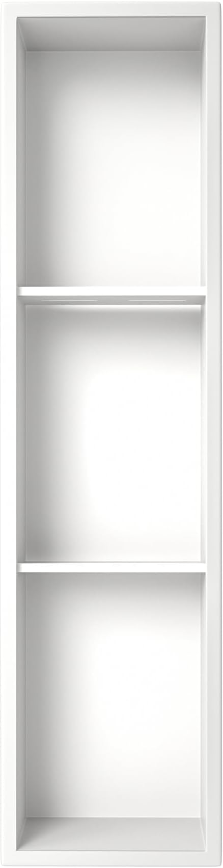 Stainless Steel Shower Niche 36" X 8" White No Tile Needed Niche Shower with 3-Tiers Shelf for Bathroom Storage Recessed Wall Niches Bathroom Shelf Over Mount Installation