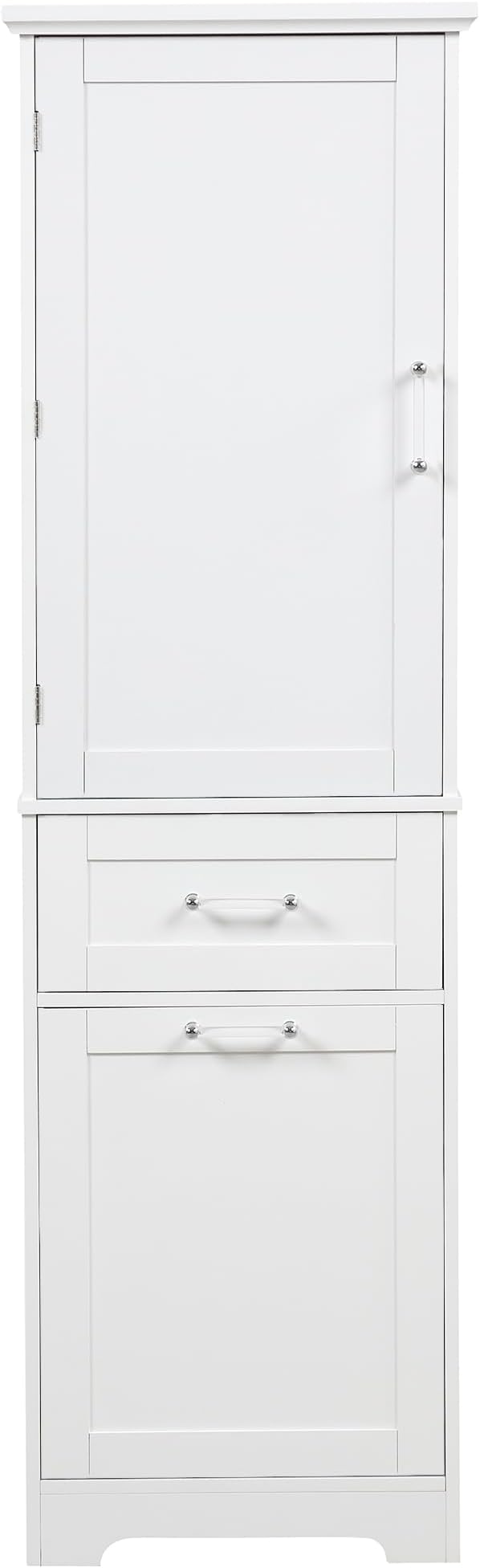 Favfurish 68" Tall Bathroom Storage Cabinet with Door and 2 Drawer,Modern Linen Cabinets w/Adjustable Shelf & Magnetic Door Stopper,Freestanding Organizer for Bath Room,Study,Office,Kitchen White