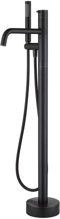 Freestanding Bathtub Faucet Floor Mount Tub Filler Oil Rubbed Bronze Brass Single Handle Bathroom Faucets with Hand Shower