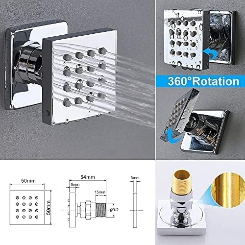 Enga Rain Shower System with Body Jets, 12 Inch Powerful Full Body Shower System with Rainfall Shower and Handheld Spray, Rough-in Mixer Valve Shower Faucet Set, Chrome