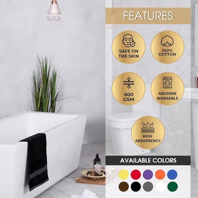 Ample Decor Bath Towel Sets 30 X 54 Inch Soft and Absorbent 100% Cotton 600 GSM Towel - 4pcs Purple