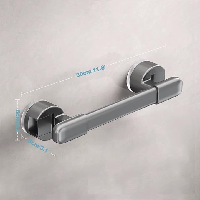 Suction Cup Grab bar for Shower，Suction Grab Bars for Showers，Bathroom Shower Grab Bar, Suction Cup Mount, Removable Shower Grab Bar, Gray, 2PCS