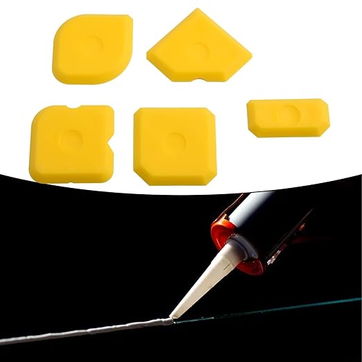 5pcs Portable Yellow Silicone Caulking Kit Multi Edge Sealant Applicator Tool Smoother Mastic Tool for Kitchens Bathrooms