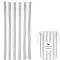 Dock & Bay Customized Beach Towel - Quick Dry, Sand Free - Compact, Lightweight - 100% Recycled - Includes Bag - Cabana Light - Goa Grey- Large
