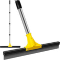 Floor Squeegee for Concrete and Tile Cleaning, 30'' Heavy Duty Rubber Wiper with 60'' Long Adjustable Handle Water Scraper for Bathroom Shower Glass Garage Glass Window(Yellow