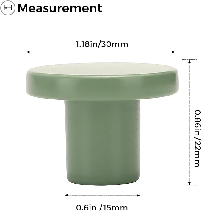 Ravinte 3 Pack Cabinet Knobs Light Green Kitchen Cabinet Knobs Round Dresser Drawer Pulls Closet Door Pulls 1-1/5 Inch