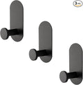 TocTen Adhesive Hook - 3 Pack Heavy Duty Sticky Towel/Robe Hook, Waterproof Stainless Steel Shower Hook, No Drill Stick on Wall Coat/Clothes Hooks for Bathroom, Kitchen, and Offices(Matte Black)