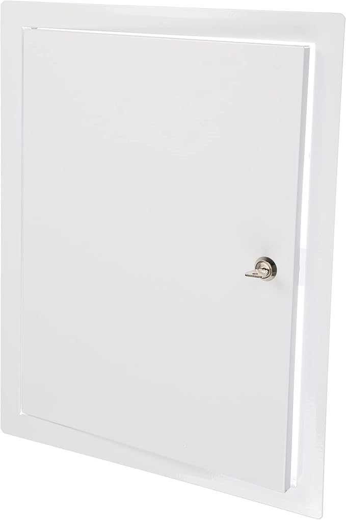 12" x 16" Lockable White Metal Access Panel. Service Shaft Door Panel with Key. Plumbing, Electricity, Heating, Alarm Wall Access Panel for Drywall. Bathroom Services Access Hole Cover.