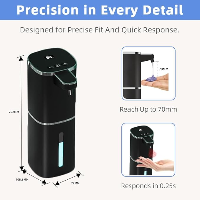 Automatic Liquid Soap Dispenser, 9 Adjustable Levels, 380ml/12.8oz, Auto Touchless Hand Soap or Dish Soap Dispenser,USB Rechargeable Dispenser,Wall Mount or Tabletop Use for Bathroom Kitchen Sink