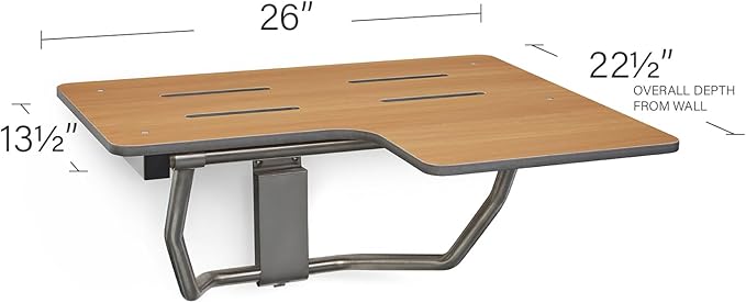 Seachrome 26" x 22.5” Teak Reversible Folding Transfer Tub/Shower Seat, ADA Compliant
