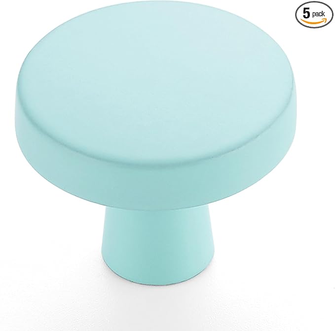 Ravinte 5 Pack Drawer Pulls 1-1/4 Inch Kitchen Cabinet Knobs Solid Round Dresser Drawer Knobs Green Dresser Knobs Drawer Knobs Simple Cabinet Hardware for Cupboard Drawer Pulls