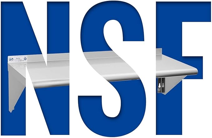 Hally Stainless Steel Shelf 14 x 24 Inches 250 lb Commercial Wall Mount Floating Shelving for Restaurant, Kitchen, Home and Hotel
